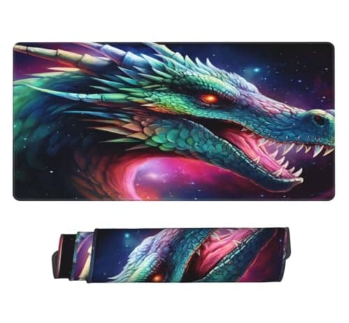 Gaming Mouse Pad Large Fantasy Mouse Mat Extended XXL Mousepad 27.6 x 11.8 x 0.12 inch, Computer Keyboard Mat Washable Desk Pad Anti Slip and Waterproof for Office Desk Accessories (Dragon) -MP1443