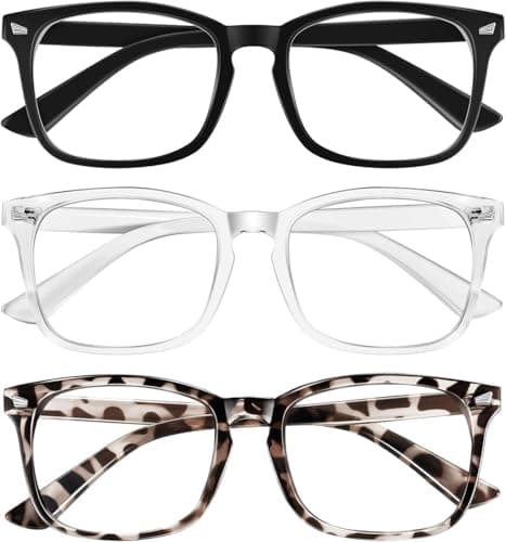 Reading Glasses for Women Blue Light Blocking Glasses Filter UV Square Readers Glasses for Men and Women 3 Pack Reader +1.50