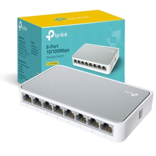 TP-Link TL-SF1008D 8-Port 10/100 Mbps Desktop Ethernet Switch/Hub, Ethernet Splitter, Plug & Play, no configuration required , White