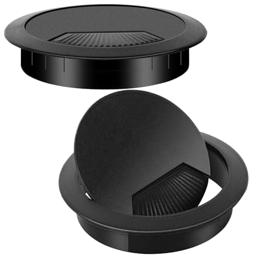 Dawenur 2 Pcs Desk Grommet 60mm Desk Cable Hole Black Plastic Worktop Cable Tidy Hole for Office Computer Desk Wires