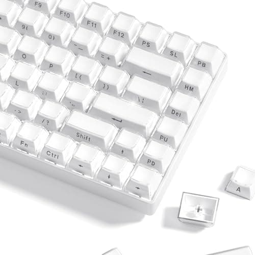 Womier Crystal Jelly 60% 65% 75% 100% Mechanical Keyboard Keycaps, Side Printing, Cute OEM Profile Keys, Cherry Gateron MX 113%, White