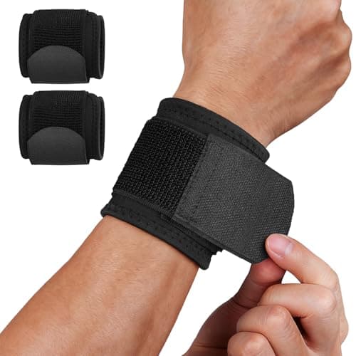 HOTUT Adjustable Compression Wrist Straps,2 Pack Wrist Brace Supports,Sports Protecting,Injury Recovery,Working Out Fitness,Gym Accessories for Men & Women,Black-1