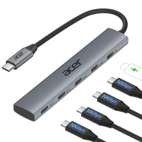 Acer USB C Hub 10Gbps with Type-C 100W PD, Ultra Slim Aluminum