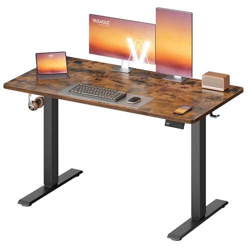 VASAGLE Electric Standing Desk, Height Adjustable Desk, Sedentary Reminder, 4 Memory Heights, for Home Office, 120 x 60 cm, Rustic Brown LSD312KD01