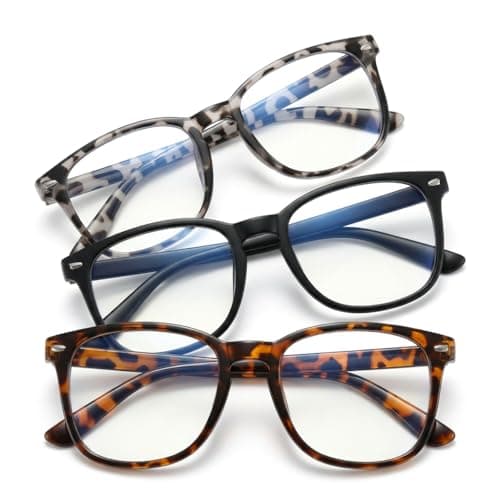XINML 3 Pcs Blue Light Blocking Glasses for Men and Women, Computer Glasses for Screen Protection, Gaming Glasses for Eye Strain Relief, Lightweight Frames for Work, Reading, Gaming and Everyday Use