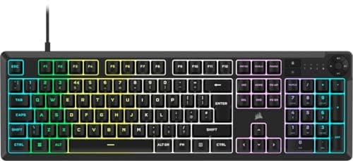 Corsair K55 CORE RGB Membrane Wired Gaming Keyboard – Quiet, Responsive Switches – Spill Resistance – Ten-Zone RGB – Media Keys – iCUE Compatible – QWERTY UK – PC, Mac – Black