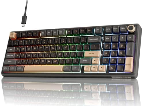RK ROYAL KLUDGE R98 Pro Mechanical Keyboard, 96% Wired Gaming Keyboard RGB Backlit with Number Pad and Volume Knob, Gasket Mount, MDA Profile US Layout PBT Keycaps, Hot Swap Pre-lubed Linear Switch