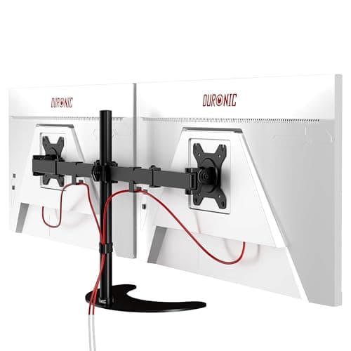 Duronic Dual Monitor Stand DM15D2, Double Monitors Arm Desk Mount for Two 13-27” PC Screens, Height Adjustable Monitor Mounts with VESA 75 100, Monitors Riser for Home Office Work Desk
