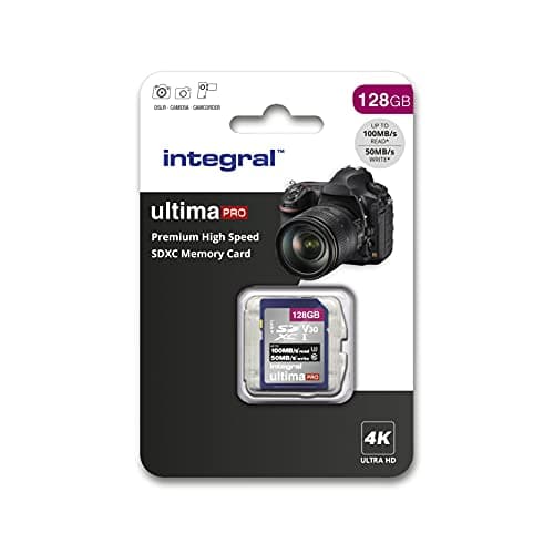 Integral 128GB SD Card 4K Ultra-HD Video Premium High Speed Memory Card SDXC Up to 100MB/s V30 UHS-I U3 Class 10, Black
