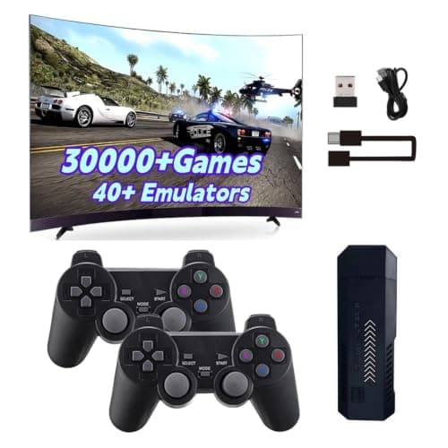 Retro Game Console Built in 30,000+ Games with Dual 2.4G Wireless Controllers, Support 40+ Emulators, HDMI 4K TV Output, Amlogic S905x Processor, Search Collection Save Functions