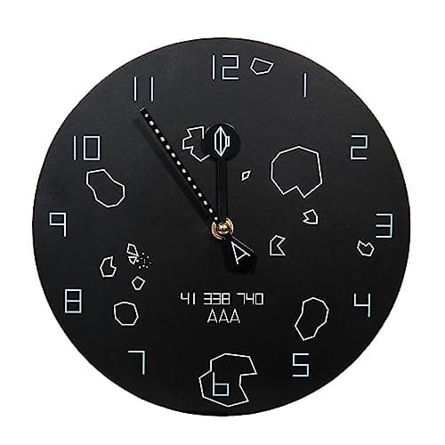 Asteroids Wall Clock - Retro Arcade Game Wall Clock for Gaming Rooms, Black