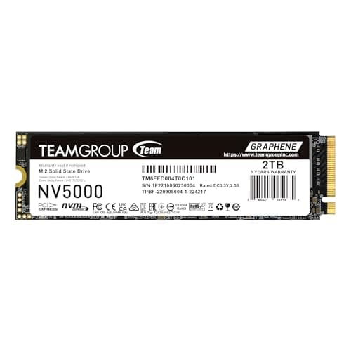 Team NV5000 (TM8FGM002T0C101) 2TB M.2 Interface, PCIe Gen4x4 with NVMe, 2280, Read 4500MB/s, Write 1900MB/s, 3 Year Warranty