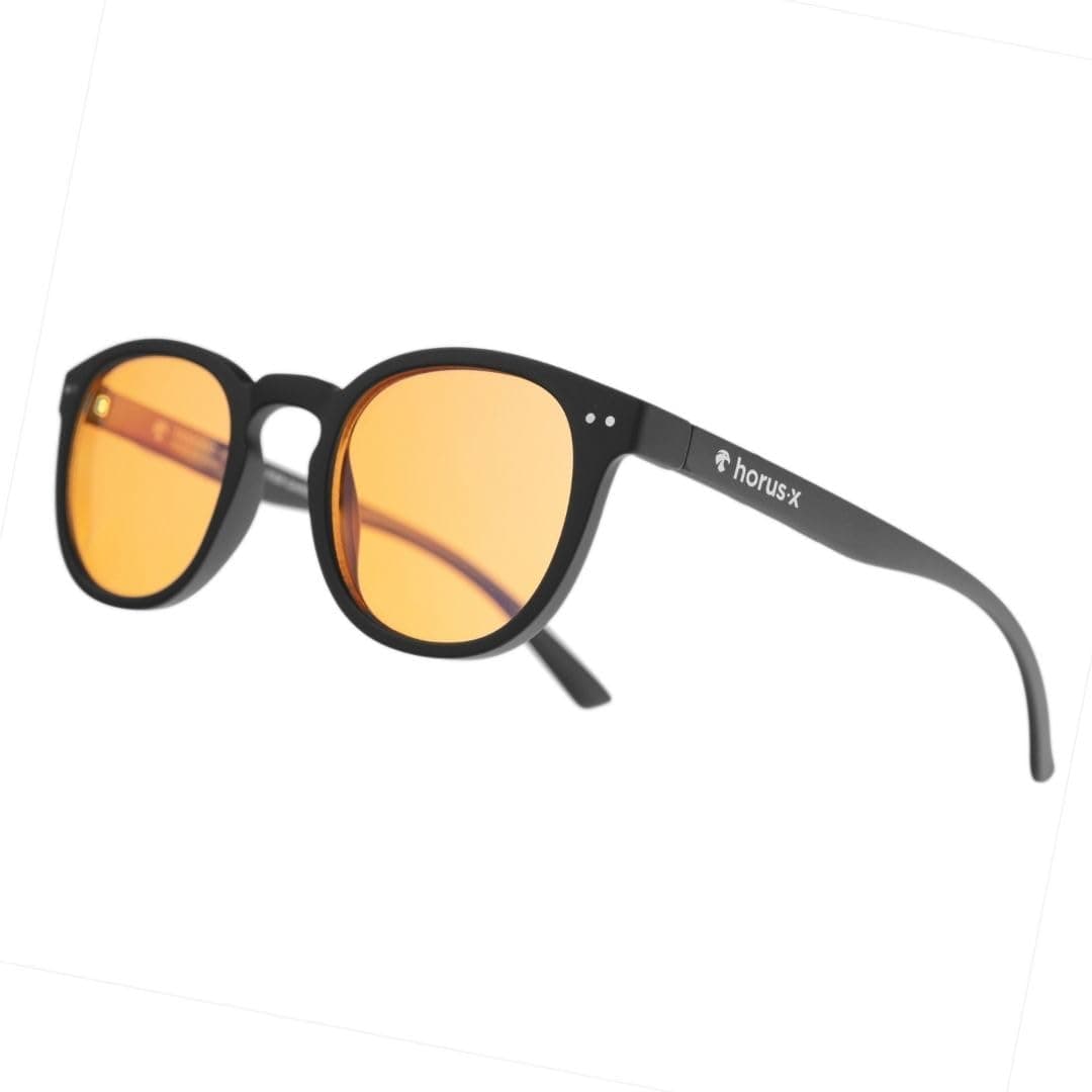 Horus X • Round Blue Light Glasses | Computer Glasses for Screens | Anti-Fatigue & Eyestrain Relief | Men and Women | URBAN Amber
