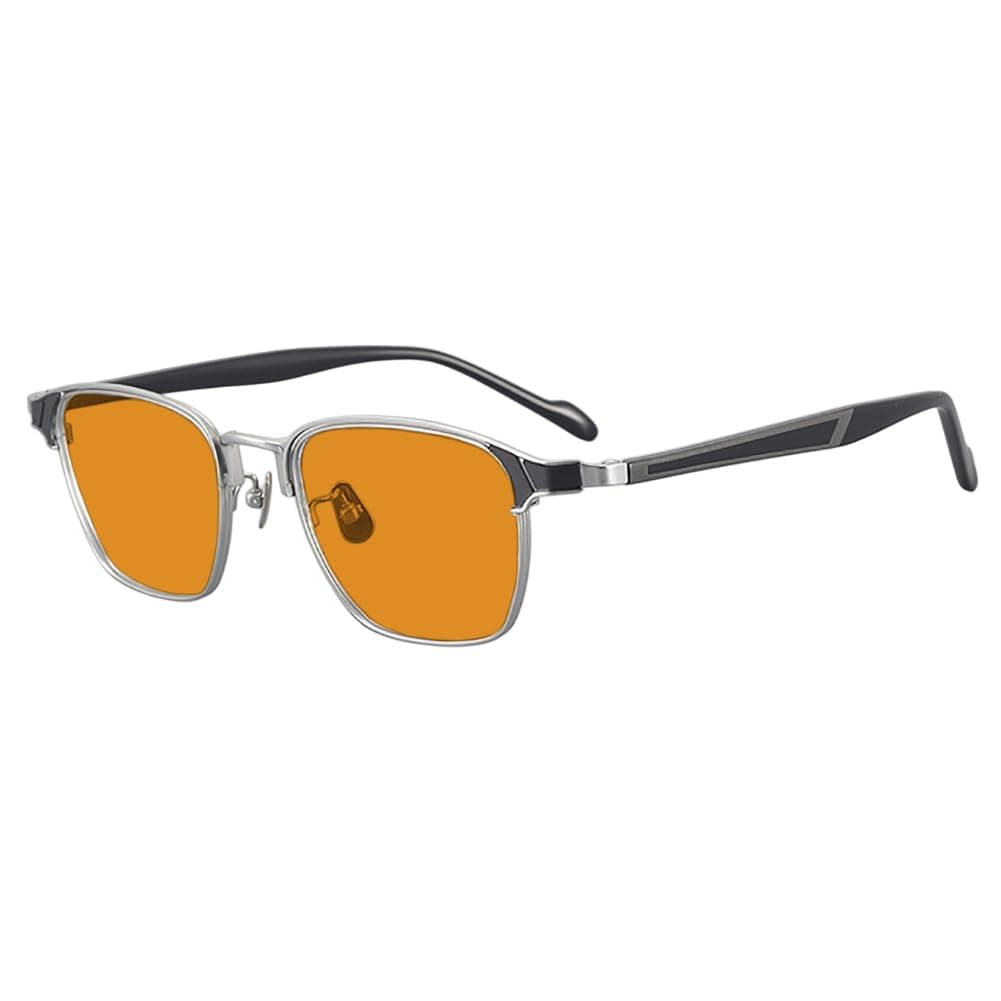 Blue Light Blocking Glasses for Computer Gaming Fashion Amber lens Anti Eyestrain UV400 protection Eyewear for Men,Silver,+0.50