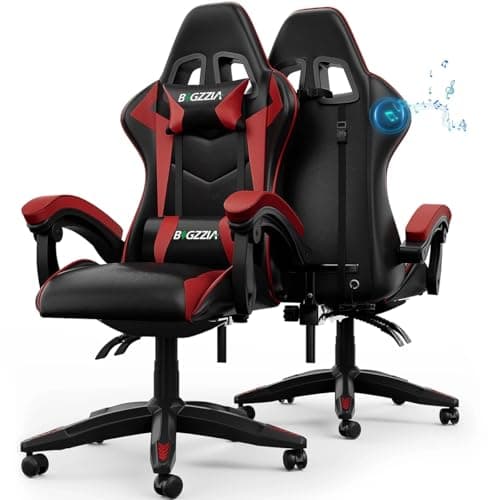 Bigzzia Ergonomic Gaming Chair With Speakers Lumbar and Headrest Cushions