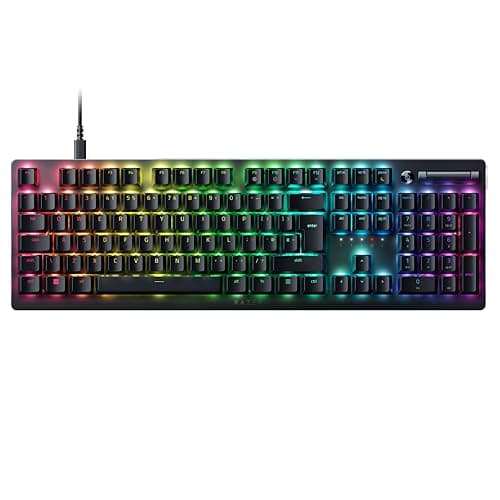 Razer DeathStalker V2 (Red Switch) - Optical Low-Profile Gaming Keyboard (Linear Optical Switches, Detachable Type C-Cable, Laser-Etched Keycaps, RGB Chroma) QWERTY UK Layout | Black