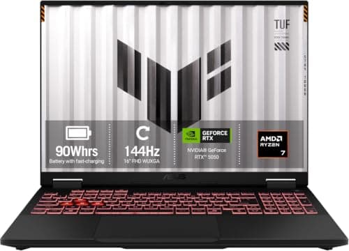 ASUS TUF Gaming A16 FA608UHI Gaming Laptop | 16.0" Full HD+ 144Hz | AMD Ryzen 7 260 | NVIDIA GeForce RTX 5050 | 16GB RAM | 512GB SSD | Windows 11