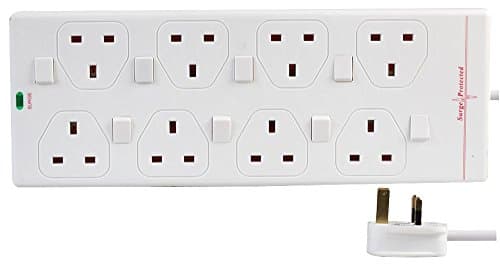 PRO ELEC 8-Outlet Surge Protector Extension Lead, 13A, 250V, 5m Cable, UK Plug Type G – PELB1929