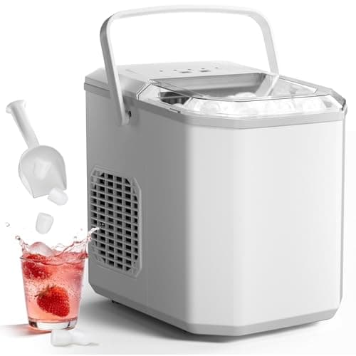 Ice Maker Machine Countertop for Home, Compact Ice Cube Maker with Upside Down Ice Scoop, 9 Ice Cubes Ready in 6 Minutes, 12Kg/24h, Portable Ice Maker for Party/Home//Bar/Office