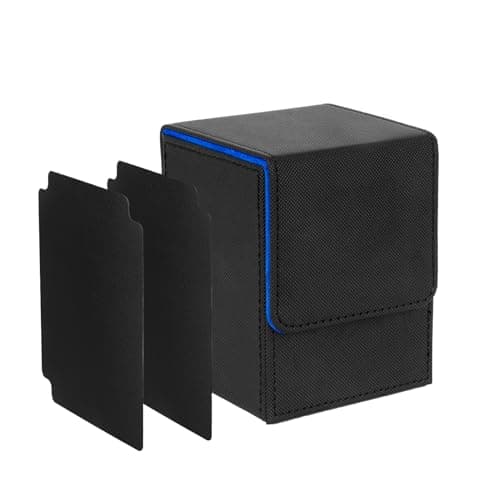 Deck Box for MTG Cards, Card Storage Box Fits 100+ Single Sleeved Cards, PU Leather Card Game Deck Storage Box,Card Deck Case for MTG/TCG/Yugioh/Magic/Commander/Trading Card Games(Black＆Blue)