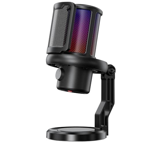 K KASONIC Gaming USB Microphone with RGB Lighting & Pop Filter