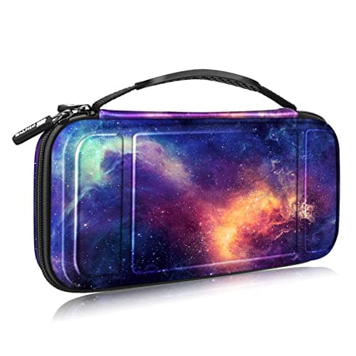 FINTIE Carrying Case for Nintendo Switch OLED Model 2021/Switch 2017 - [Shockproof] Hard Shell Protective Cover Travel Bag w/10 Game Card Slots for Switch Console Joy-Con & Accessories, Galaxy | [Shockproof] Hard Shell Storage with 10 Playing Card Holders, Travel Bag for Console and Accessories