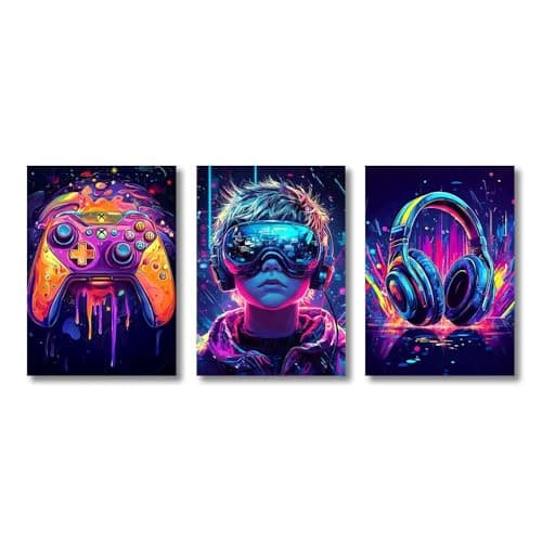 Muholin 3pcs Splash-ink Graffiti Esports Posters Canvas Print Painting Wall Art Decor Esports Room Internet Cafe Home Decoration Poster 21x30cmx3 No Frame