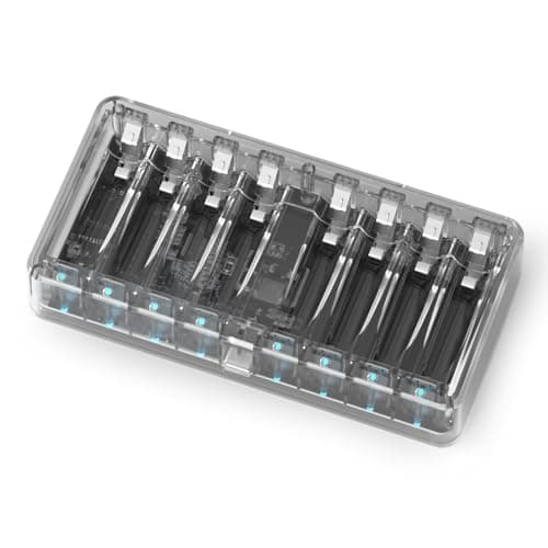 BEVIGOR 8-slot Battery Charger for AA & AAA Rechargeable Batteries, Type C Input Fast Charging Function for Ni-MH Ni-CD Rechargeable Batteries, AA AAA Battery Transparent Charger