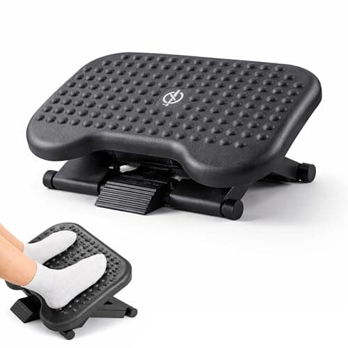 Adjustable Foot Rest Under Desk, Ergonomic Footrest for Office & Home, Height Adjustable Desk Foot Rest with Massage Surface, Tilting Foot Stool for Work, Gaming & Computer