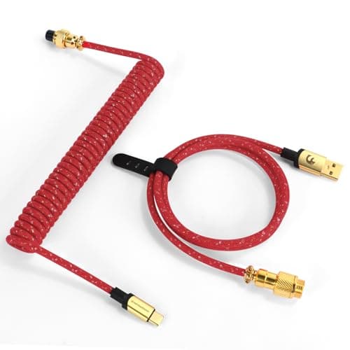 XINMENG X MAMBASNAKE C03 8KHz Coiled USB C Cable for Gaming Keyboard-Red