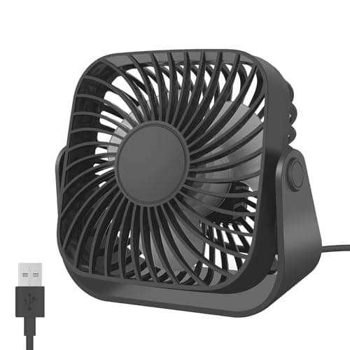 Jsdoin USB Fan USB Desk Small Desktop Cooling Mini Personal, 3 Speeds Desk Desktop Cooling Fan 360° Rotation Adjustment, Strong Wind Small Powerful for Office,Home,Outdoor