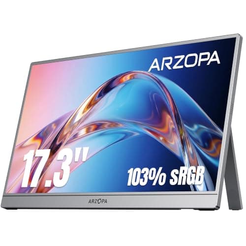 ARZOPA 17.3" Portable Monitor 1080P FHD 103% sRGB IPS Gaming Monitor Laptop Monitor with Built-in Kickstand HDMI USB C External Screen for PC Mac Phone Xbox PS5 - Z1C Plus Grey