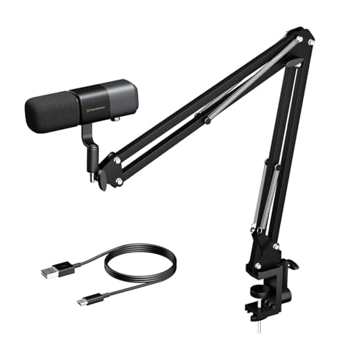 NearStream AM20X USB/XLR Condenser Podcast Microphone with Boom Arm | Supercardioid Pickup with 48kHz/24-Bit Audio, AI Noise Canceling, Gain Control, Monitoring, for Streaming or Podcasting