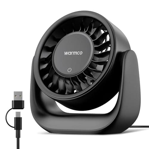 Warmco USB Desk Fan with Touch Control (USB Powered Only, No Battery)