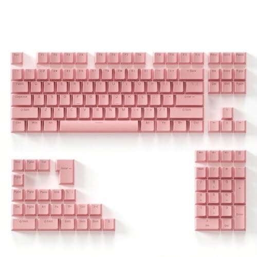 131 Keys PBT Keycaps Set, OEM Profile Double-Shot Injection Keycaps with Translucent Characters, PBT Backlit Keycap Set for 61/68/75/84/87/98/104 Layout Mechanical Keyboards (pink)