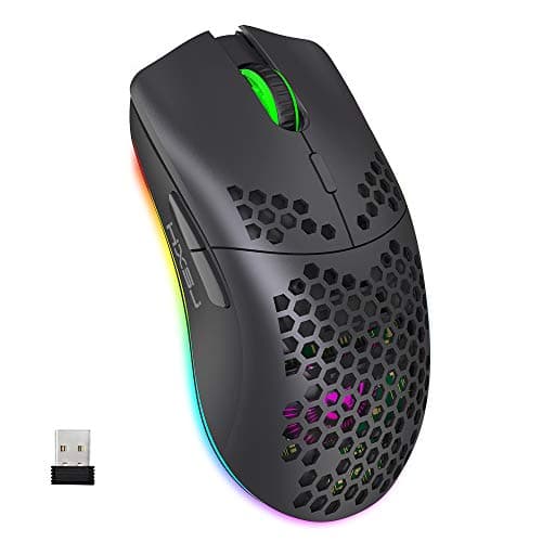 Wireless Gaming Mouse, Ergonomic Honeycomb Mouse 2.4G with 750mAh Rechargeable Battery, Energy Saving, 6 Buttons for Windows, Mac OS, Laptop, Smart TV(Black)