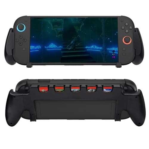 Mcbazel Console Grip Case for Switch 2, Lightweight ABS Material Protection with 5 Game Card Slots, Ergonomic Switch 2 Grip Case for Nintendo Switch 2 (Black)