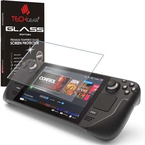 TECHGEAR GLASS Protector For Steam Deck OLED/Steam Deck, Genuine Tempered Glass Screen Protector [9H Hardness] [Crystal Clarity] [Scratch-Resistant] [No-Bubble]