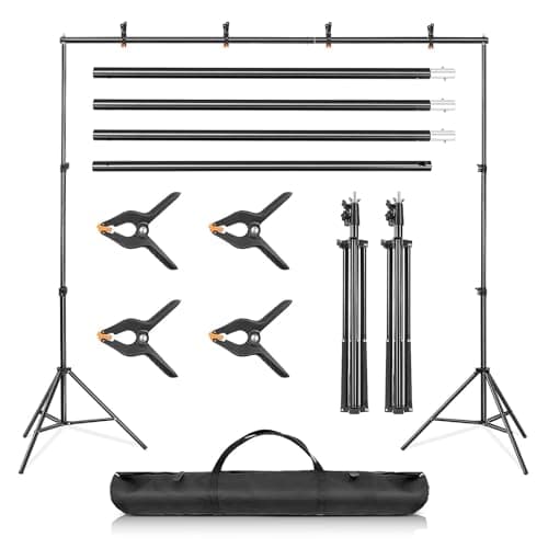 LN COZY CORNER Adjustable Backdrop Stand Kit - 2x3m (6.5x9.8ft) Photography Background Support System with Carrying Bag and 4 Clamps – Suitable for Photography and Video Studio