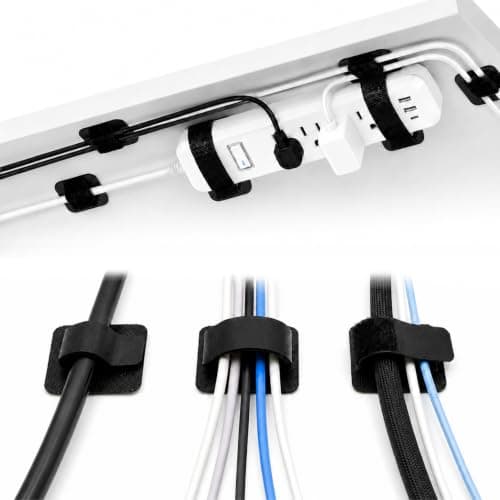 Abnii 30 Pairs Under Desk Cable Management, Strong Adhesive Hook and Loop