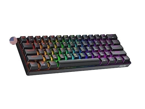 Geeky GK61 60% | Hot Swappable Mechanical Gaming Keyboard | 61 Keys Multi Color RGB LED Backlit for PC/Mac Gamer | ANSI US American Layout (Black, Mechanical Speed Yellow)