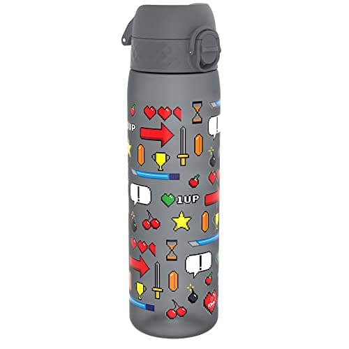Ion8 Water Bottle, 500 ml/18 oz, Leak Proof, Easy to Open, Secure Lock, Dishwasher Safe, BPA Free, Hygienic Flip Cover, Carry Handle, Easy Clean, Odour Free, Carbon Neutral, Gaming