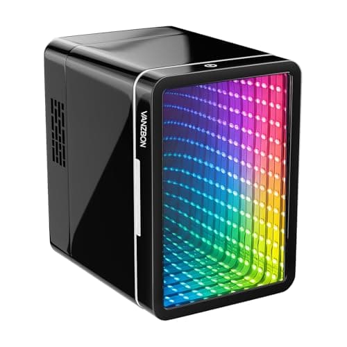 4 Liter/6 Cans Mini Fridge, Mini Compact Refrigerator with Gaming Light