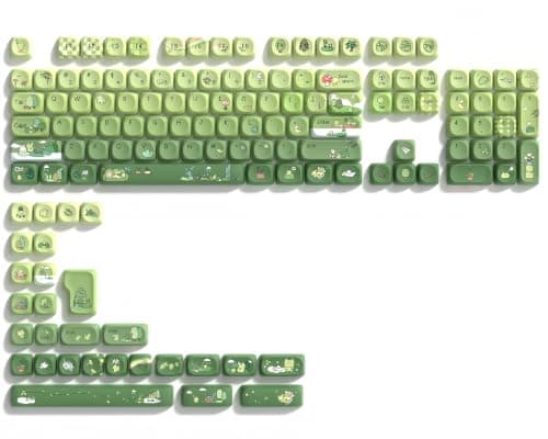 dagaladoo Matcha Green Frog Keycap Set, PBT Custom Keycaps 60% 75% 100%,dye Sublimation Keyboard Key caps,MOA Profile for Mechanical Keyboard, Compatible with ANSI/ISO,TKL, Full-Sized Layout