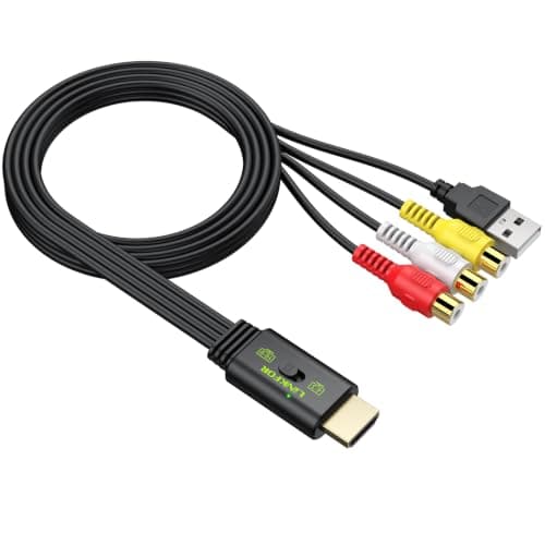 LiNKFOR RCA to HDMI Converter 1080P AV Adapter with 4:3/16:9 Switch