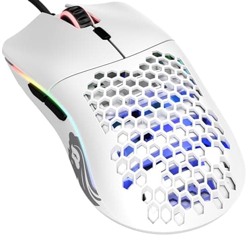 GLORIOUS Model O Wired Gaming Mouse (Matte White) | 67g Superlight Honeycomb Ambidextrous Design, Vibrant RGB, Pixart 3360 Sensor, Omron 20M Clicks, Pure PTFE Skates