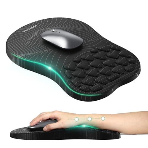 TECKNET Mouse Mat Wrist Support, Ergonomic Wrist Rest Mouse Pad, Stripe