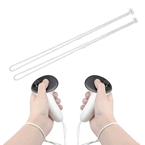 1 Pair White Upgraded Adjustable Wrist Straps Compatible with Model 3 and Model 3S Controllers, Durable Replacement Hand Straps with Secure Fit,and Easy DIY Installation for VR Gaming