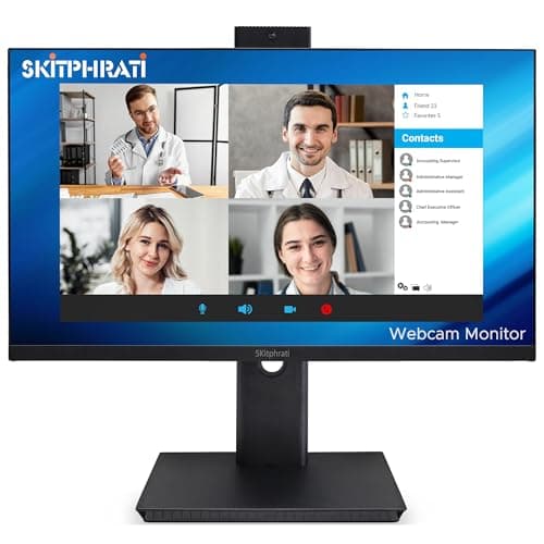SKitphrati 27 Inch Business Webcam Monitor – 1080P IPS 120Hz, Video Conferencing Monitor with Built-in Adjustable 3MP Webcam, Mic Array, Speakers, Eye Care, Frameless, HDMI, DisplayPort, VGA, USB 2.0