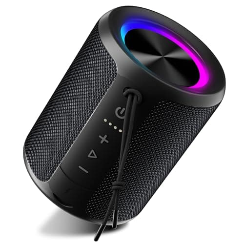 DUDGSIS Portable Bluetooth Speaker, Wireless Speakers With Led Light, Louder Volume & Enhanced Bass, IPX7 Waterproof, 15H Playtime, Durable Loud Outdoor Speaker for Travel, Sport